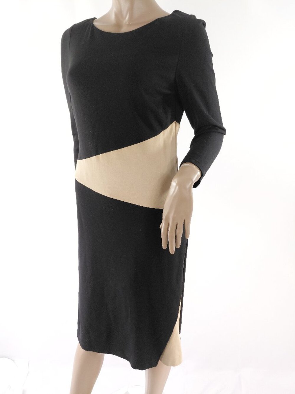 ANN TAYLOR Dress LS Skirt Panel Scoop Neck Stretch 6